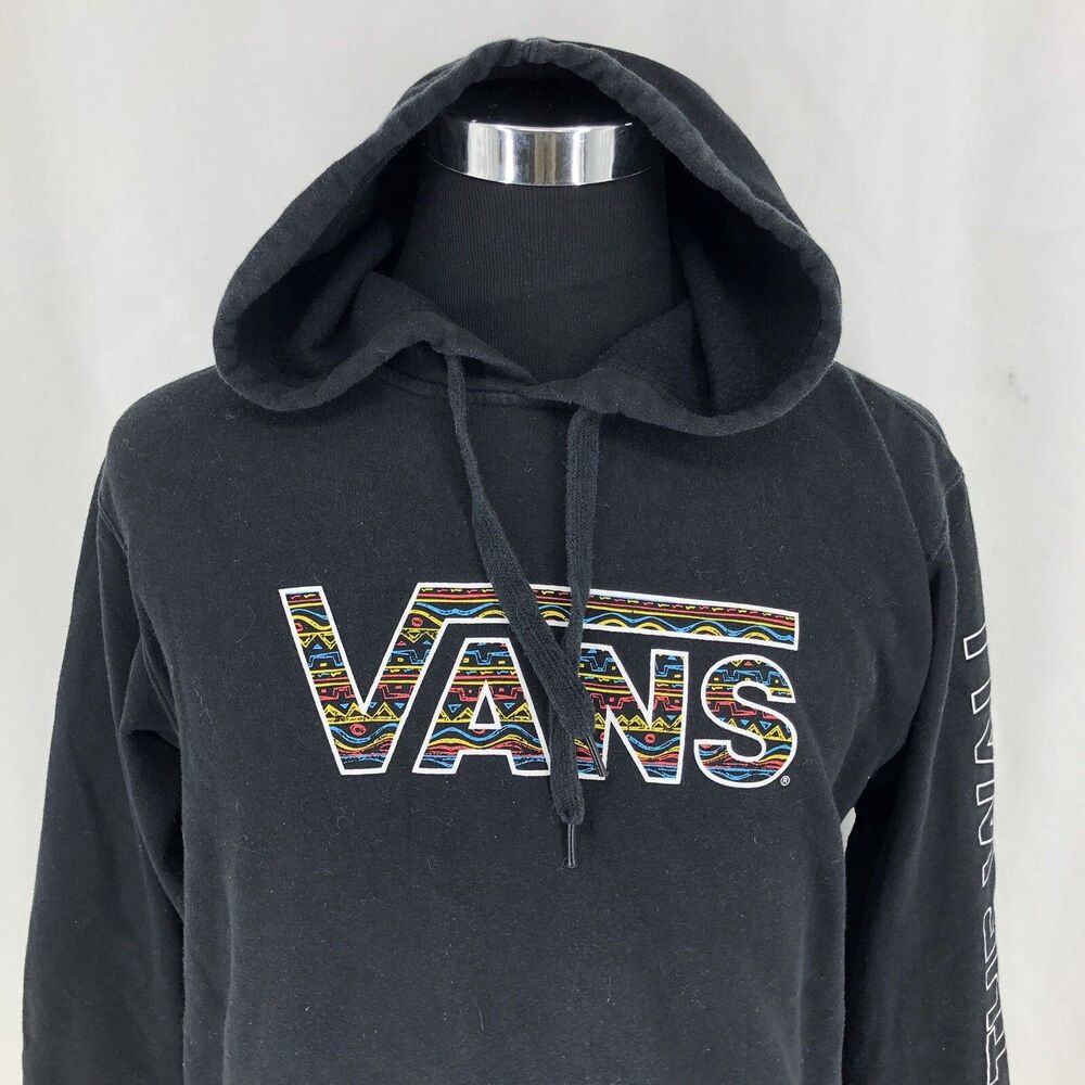 Vans Black Hoodie Spellout Long Sleeve Pullover Sweatshirt Medium